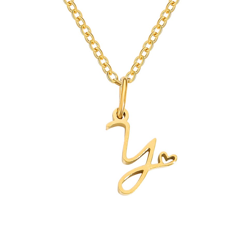 Initial in a Heart Gold-Tone Pendant Necklace