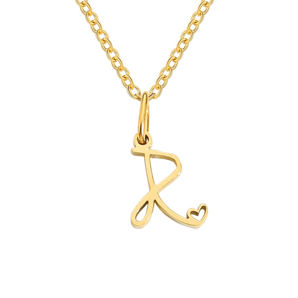Initial in a Heart Gold-Tone Pendant Necklace
