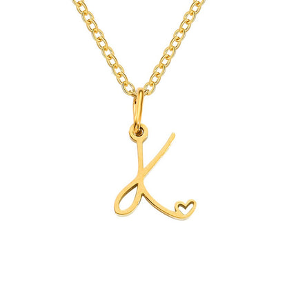 Initial in a Heart Gold-Tone Pendant Necklace