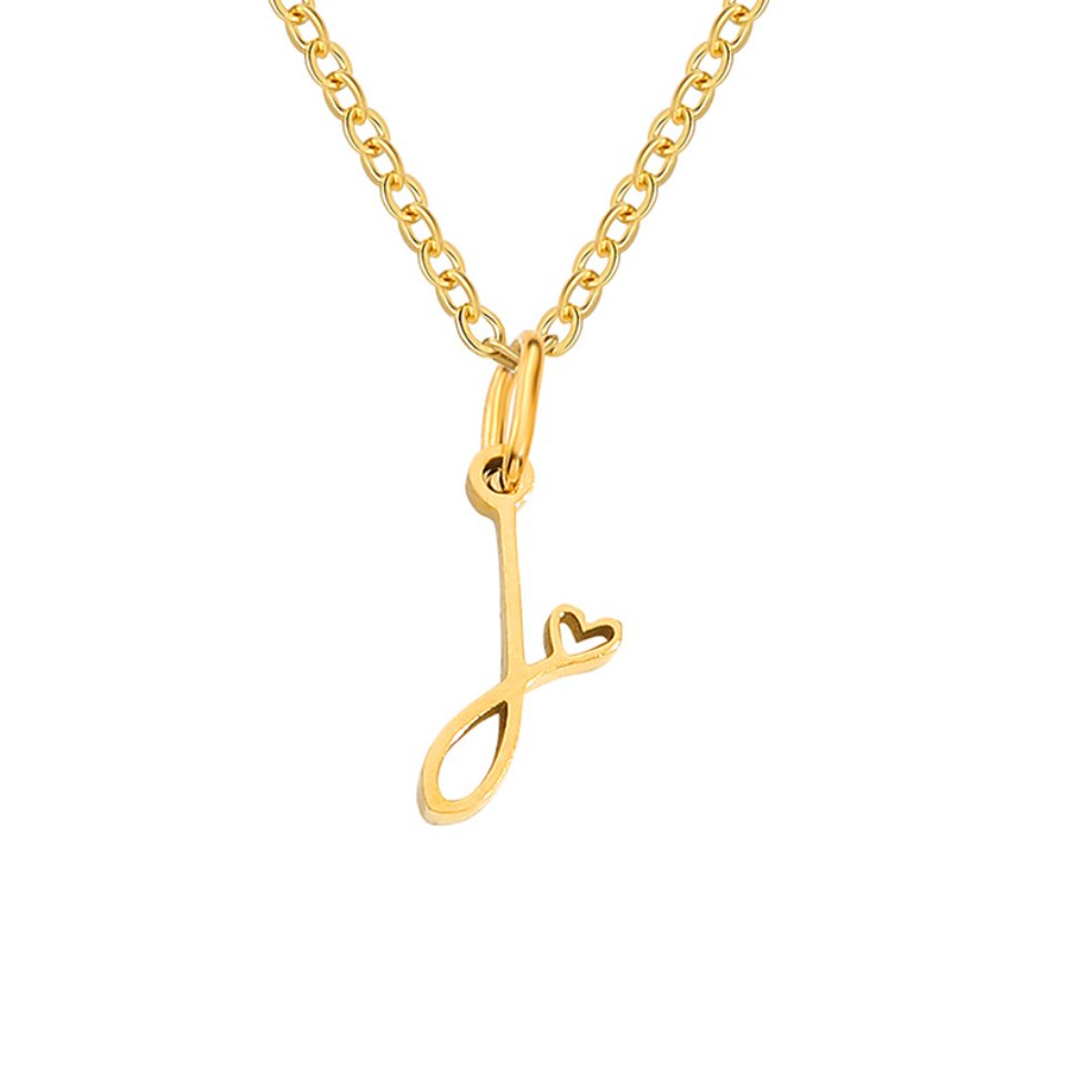 Initial in a Heart Gold-Tone Pendant Necklace