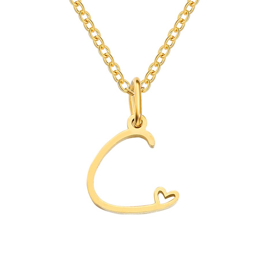 Initial in a Heart Gold-Tone Pendant Necklace