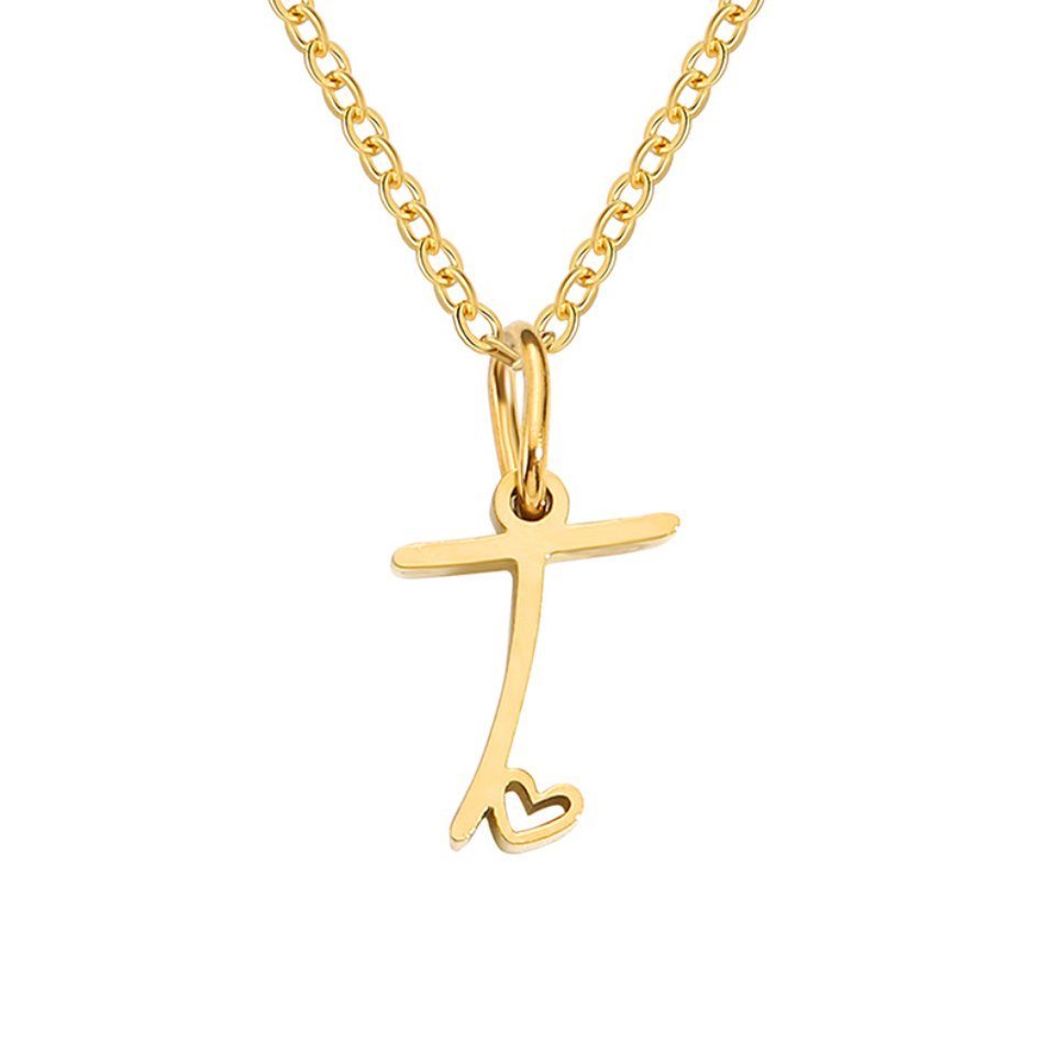 Initial in a Heart Gold-Tone Pendant Necklace