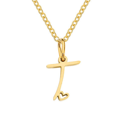 Initial in a Heart Gold-Tone Pendant Necklace
