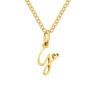 Initial in a Heart Gold-Tone Pendant Necklace