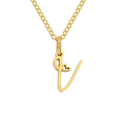 Initial in a Heart Gold-Tone Pendant Necklace
