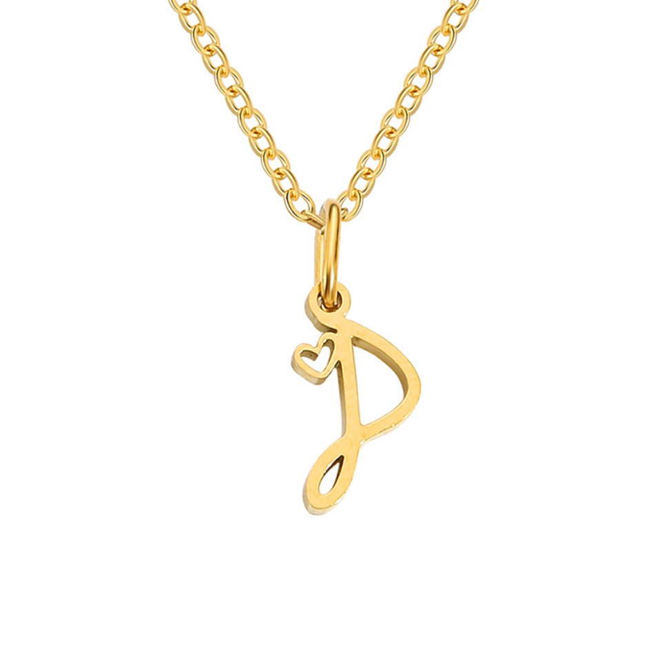 Initial in a Heart Gold-Tone Pendant Necklace