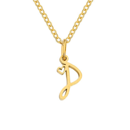 Initial in a Heart Gold-Tone Pendant Necklace