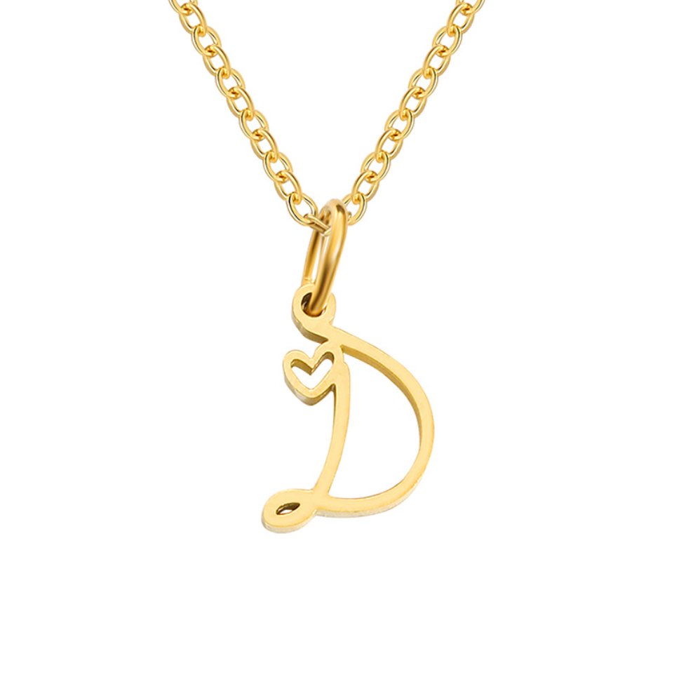 Initial in a Heart Gold-Tone Pendant Necklace