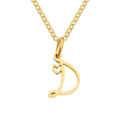 Initial in a Heart Gold-Tone Pendant Necklace
