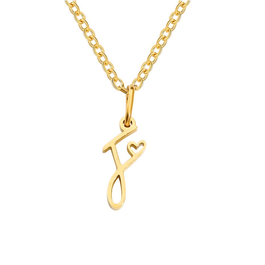 Initial in a Heart Gold-Tone Pendant Necklace