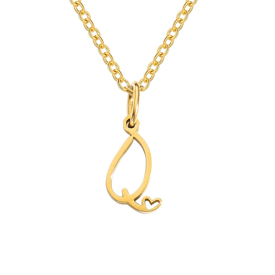 Initial in a Heart Gold-Tone Pendant Necklace