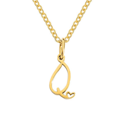 Initial in a Heart Gold-Tone Pendant Necklace