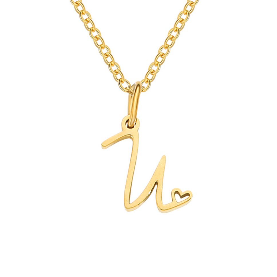 Initial in a Heart Gold-Tone Pendant Necklace