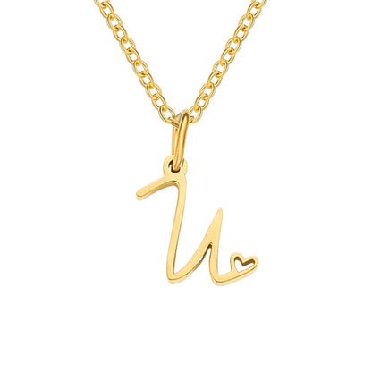 Initial in a Heart Gold-Tone Pendant Necklace