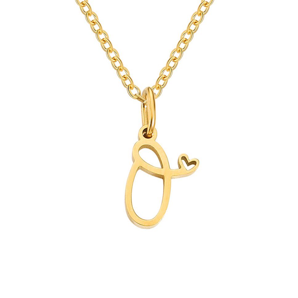 Initial in a Heart Gold-Tone Pendant Necklace