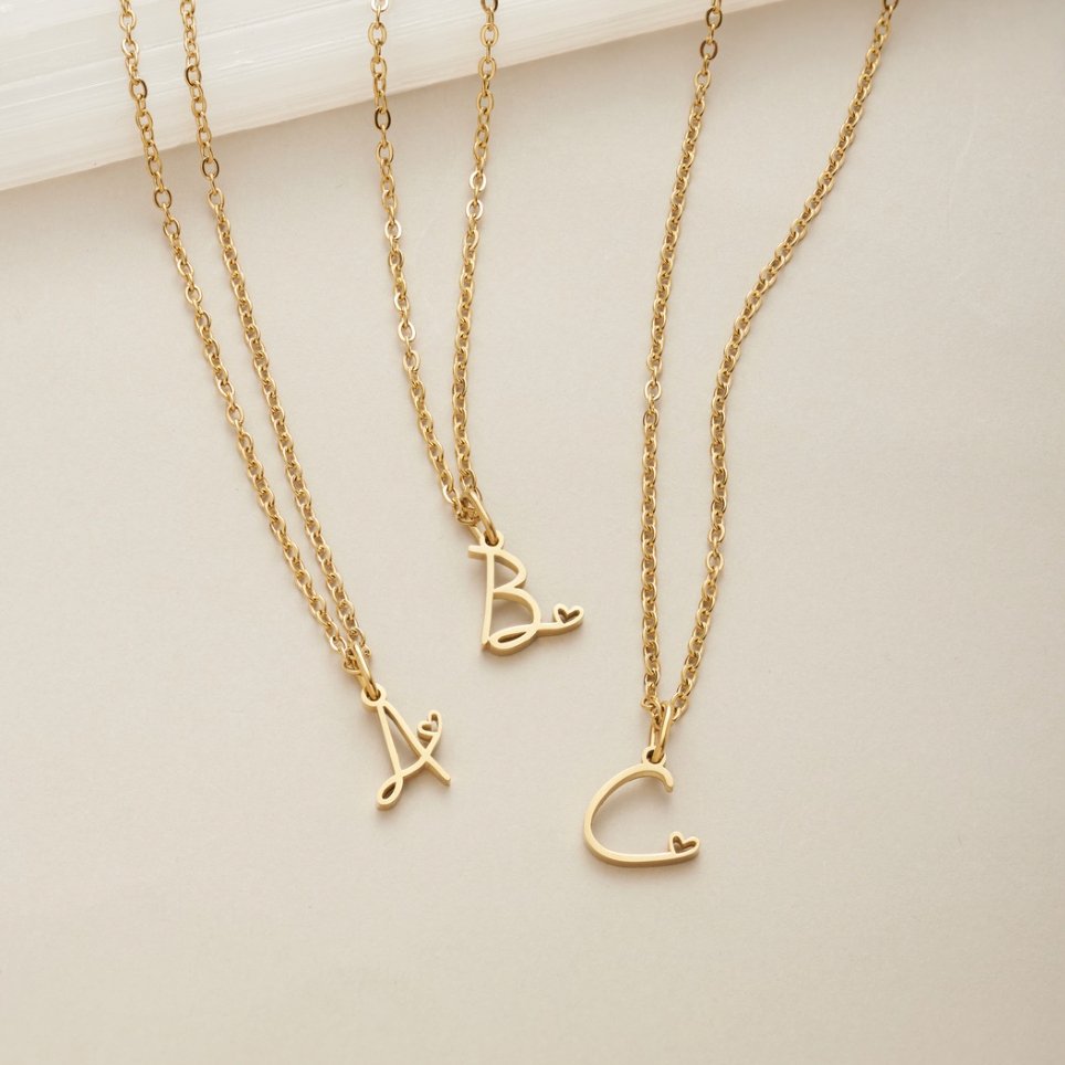Initial in a Heart Gold-Tone Pendant Necklace