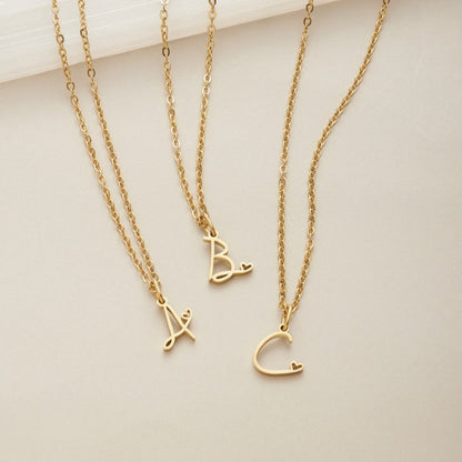 Initial in a Heart Gold-Tone Pendant Necklace