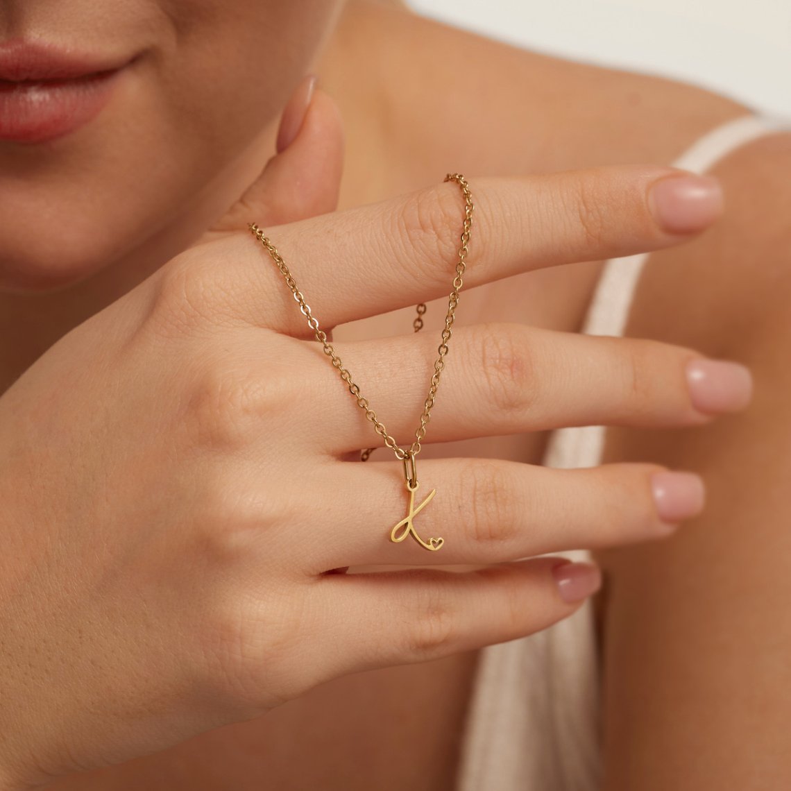 Initial in a Heart Gold-Tone Pendant Necklace
