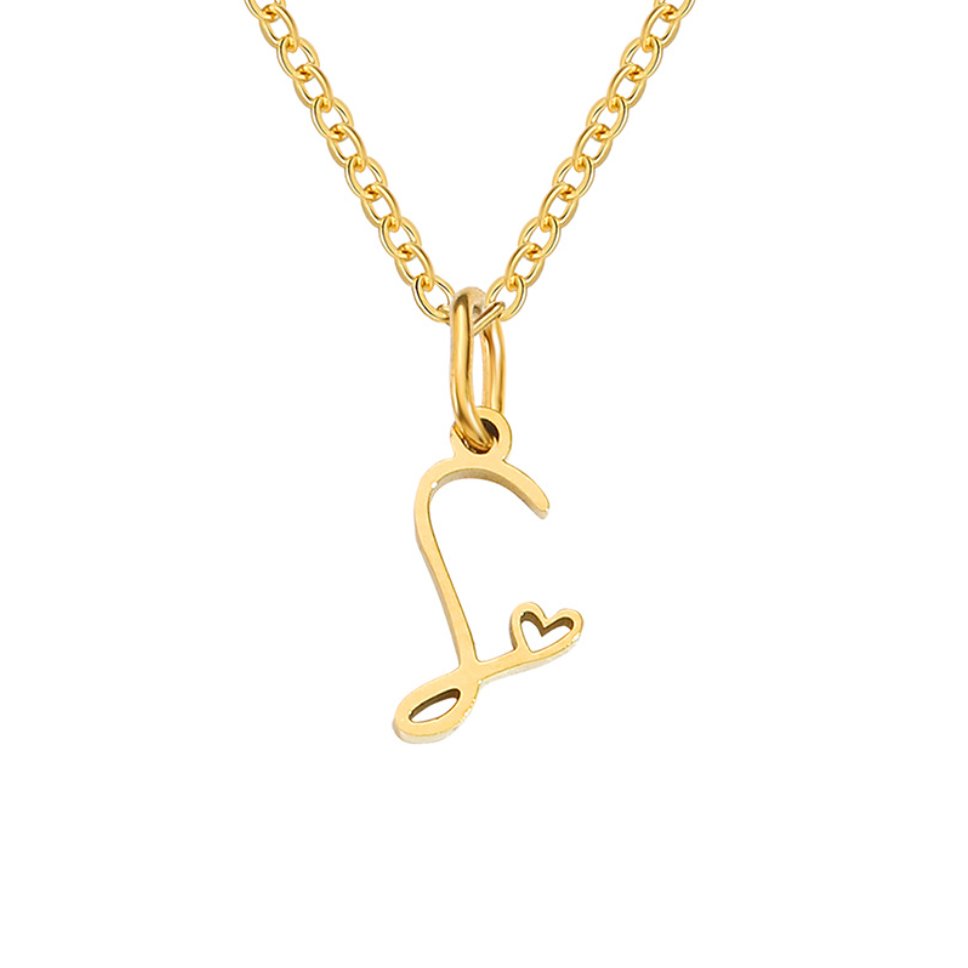 Initial in a Heart Gold-Tone Pendant Necklace