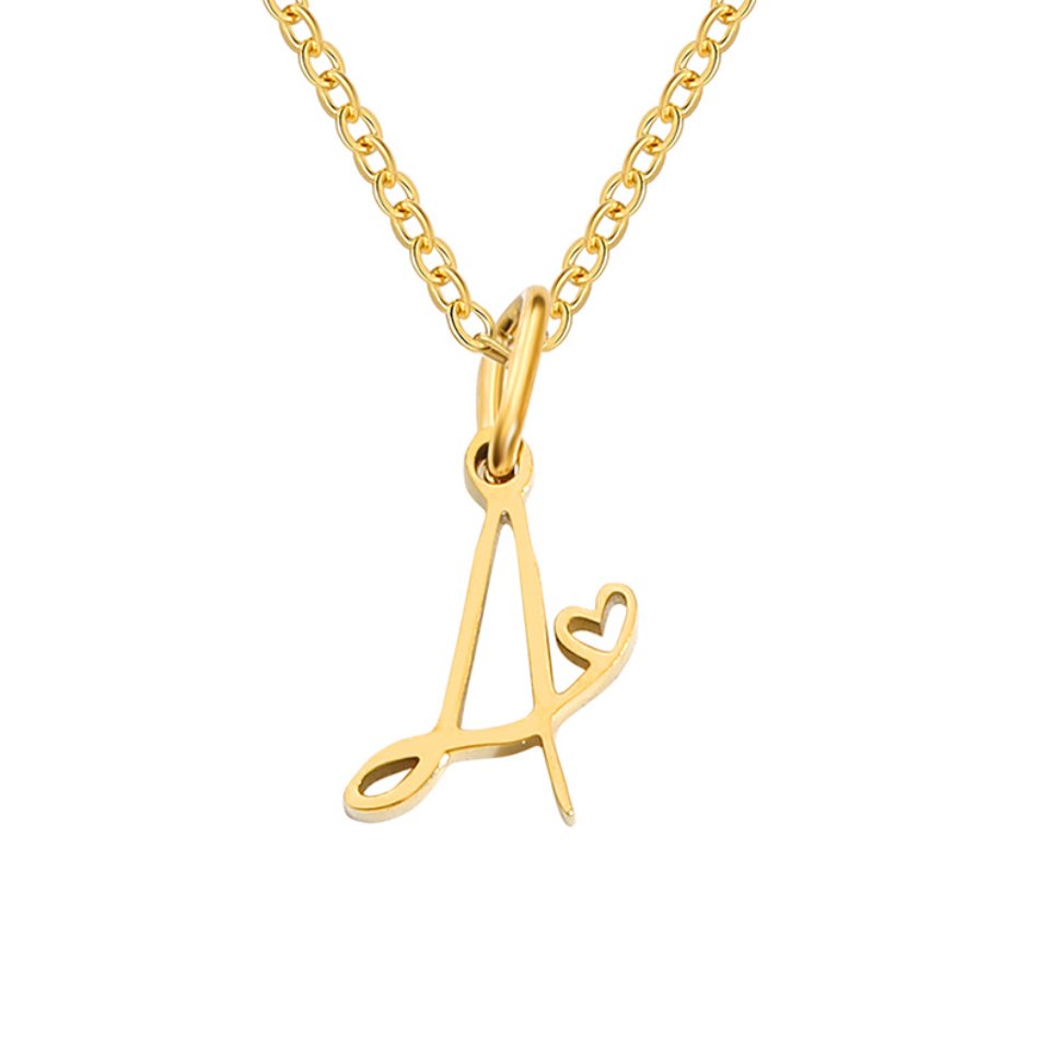 Initial in a Heart Gold-Tone Pendant Necklace