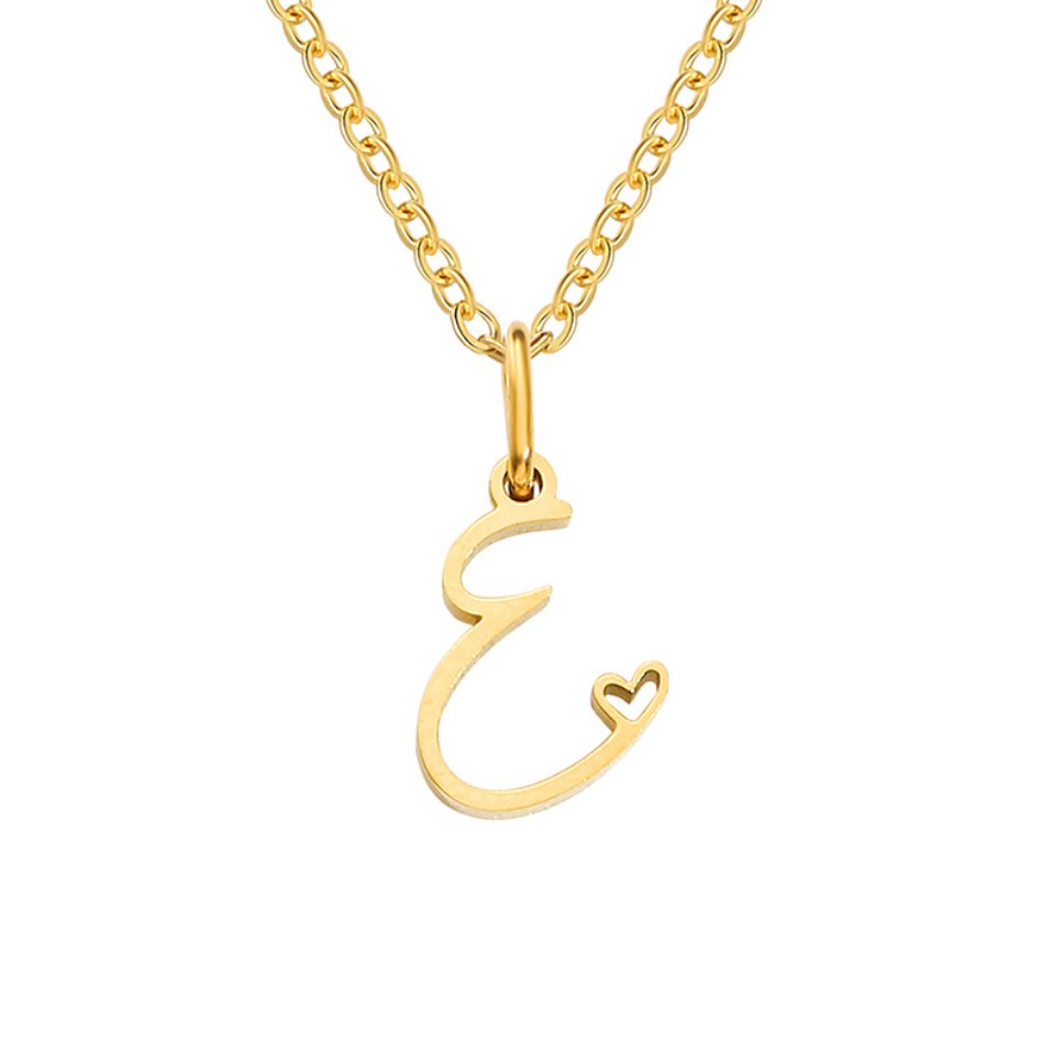 Initial in a Heart Gold-Tone Pendant Necklace
