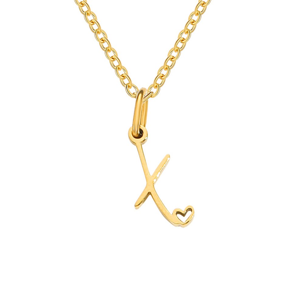 Initial in a Heart Gold-Tone Pendant Necklace