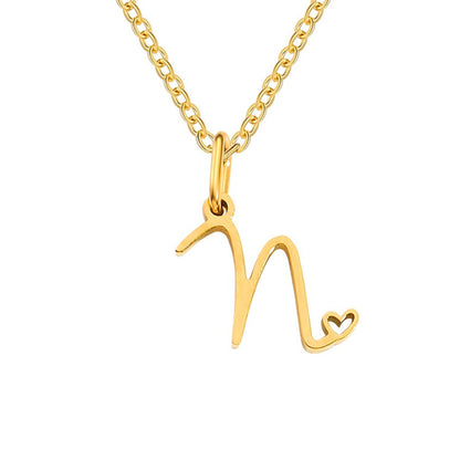 Initial in a Heart Gold-Tone Pendant Necklace
