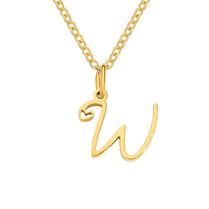 Initial in a Heart Gold-Tone Pendant Necklace