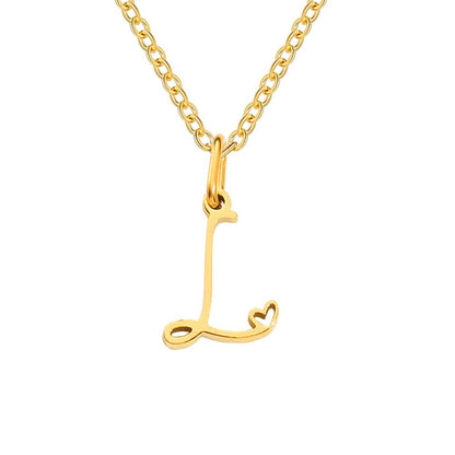 Initial in a Heart Gold-Tone Pendant Necklace