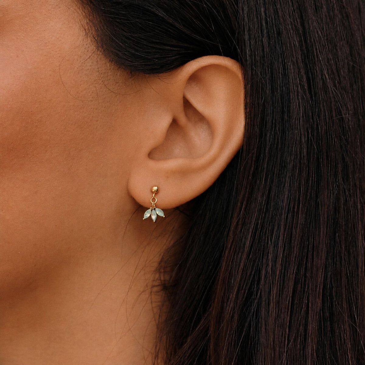 Pointed Marquise Petal Gold-Tone Drop Earrings