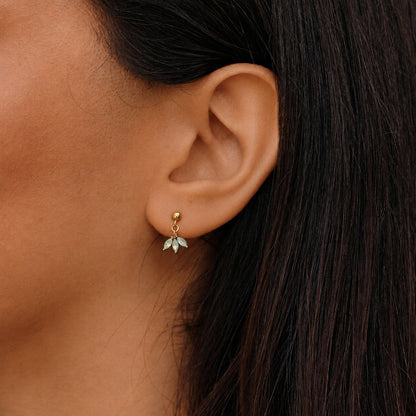 Pointed Marquise Petal Gold-Tone Drop Earrings