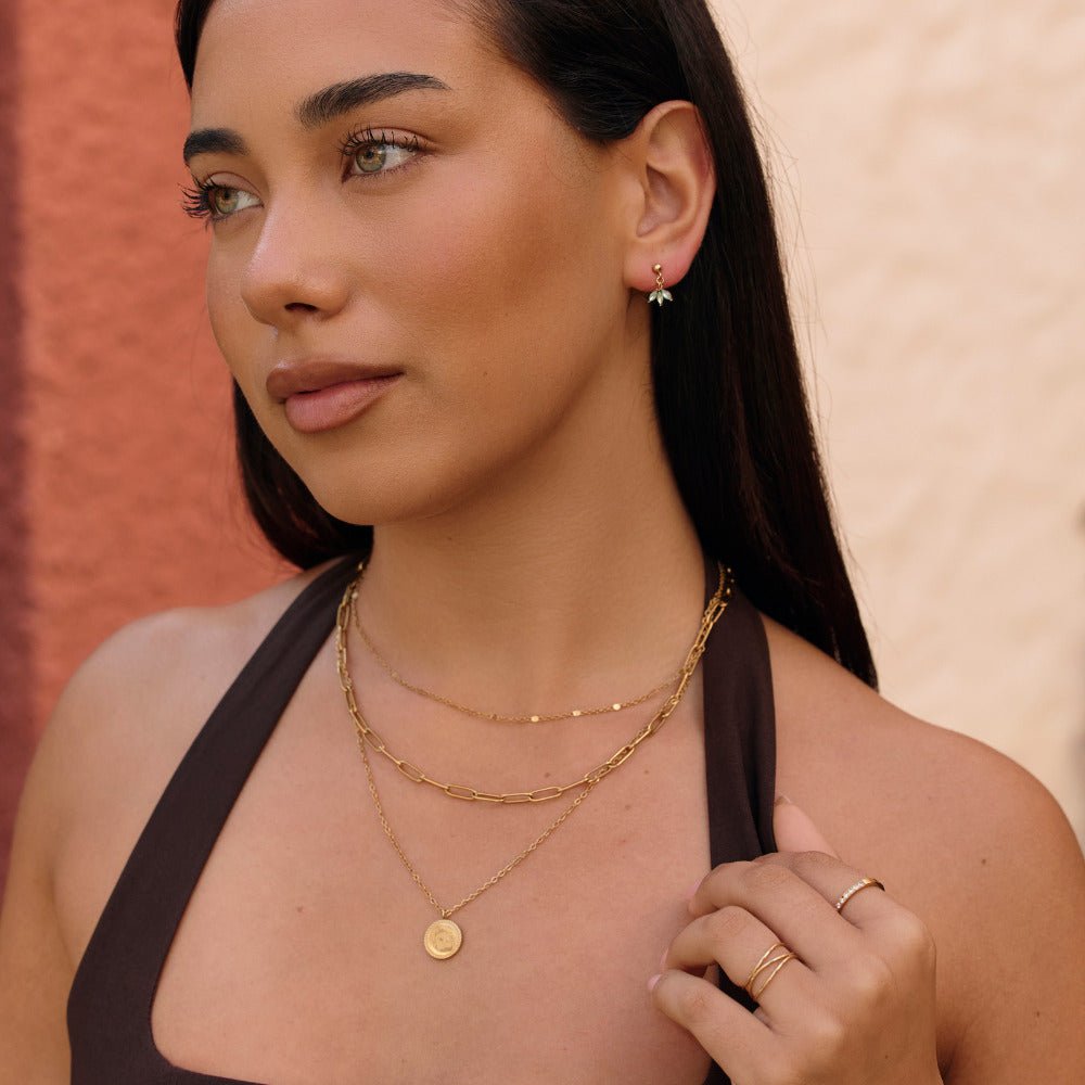 Pointed Marquise Petal Gold-Tone Drop Earrings