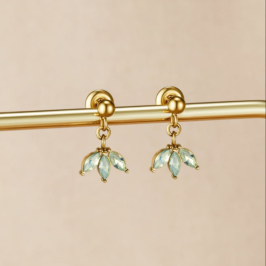 Pointed Marquise Petal Gold-Tone Drop Earrings