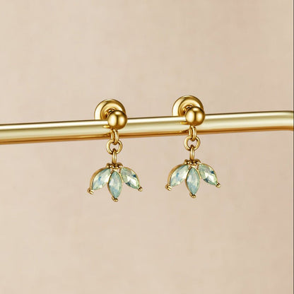 Pointed Marquise Petal Gold-Tone Drop Earrings