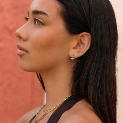 Pointed Marquise Petal Gold-Tone Drop Earrings