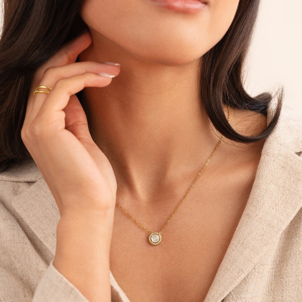 Scattered Crystal Gold-Tone Chain Necklace