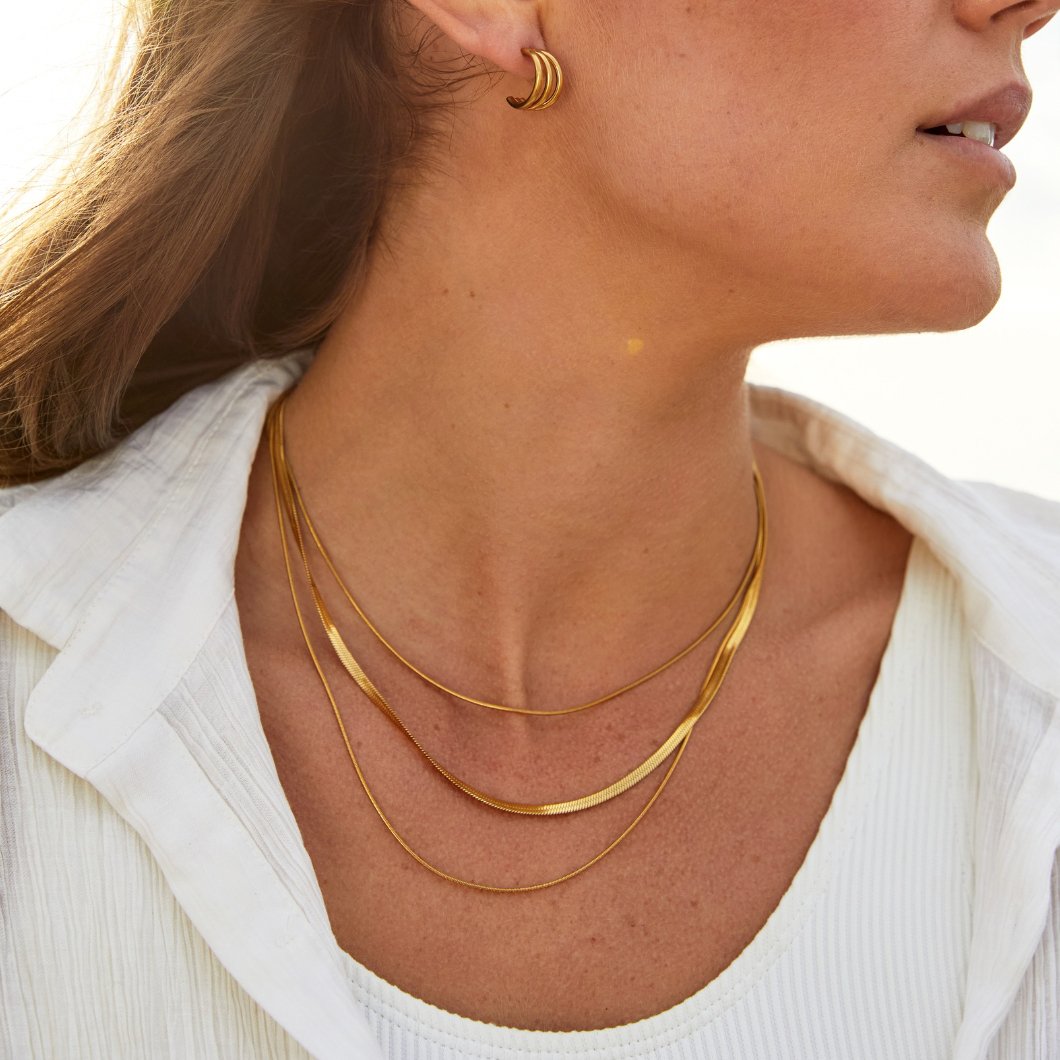 Gathered Fine Strands Gold-Tone Chain Necklace