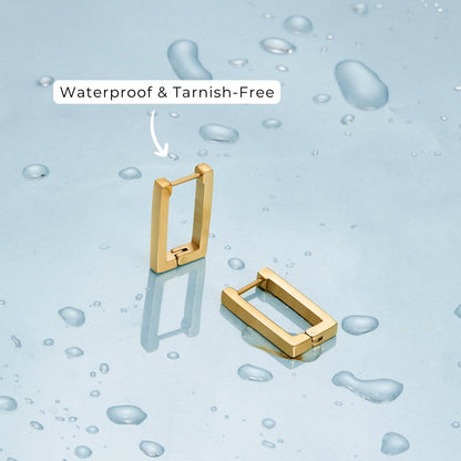 Angular Rectangle Gold-Tone Hoop Earrings