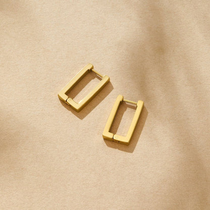 Angular Rectangle Gold-Tone Hoop Earrings