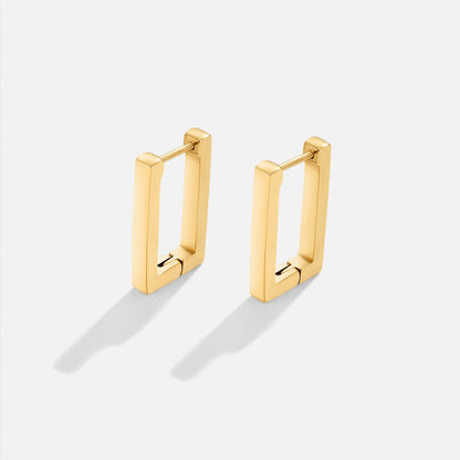 Angular Rectangle Gold-Tone Hoop Earrings