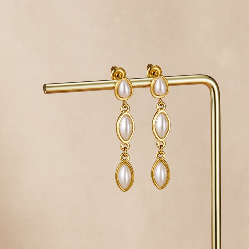 Serena Hanging Pearl Gold-Tone Drop Earrings