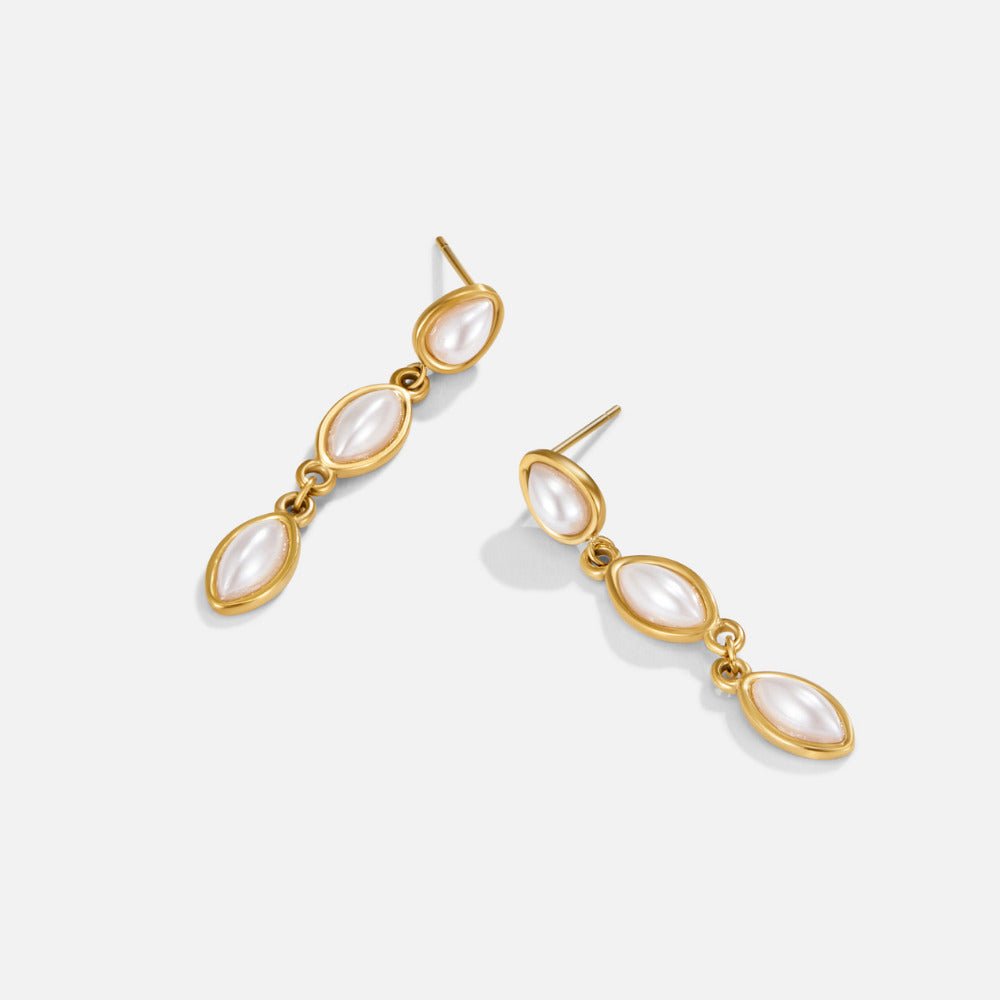 Serena Hanging Pearl Gold-Tone Drop Earrings