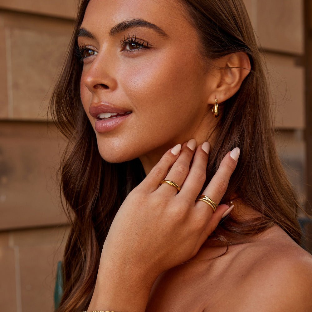 Serenity Polished Gold-Tone Hoop Earrings