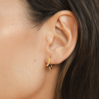 Little Star Charm Gold-Tone Hoop Earrings