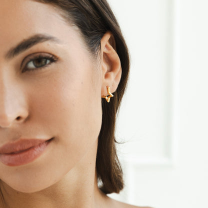Little Star Charm Gold-Tone Hoop Earrings