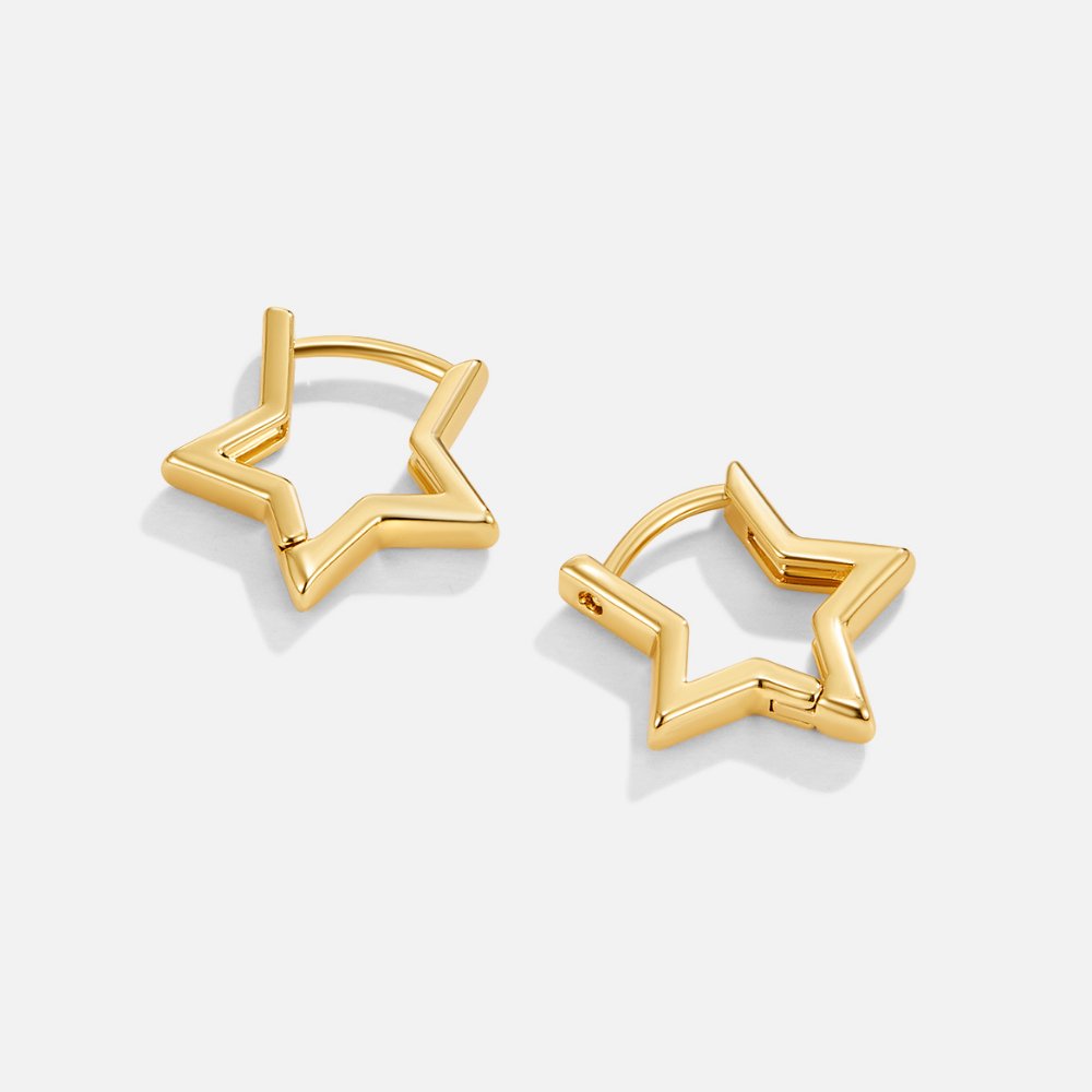 Little Star Charm Gold-Tone Hoop Earrings