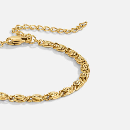 Curled Link Gold-Tone Chain Bracelet