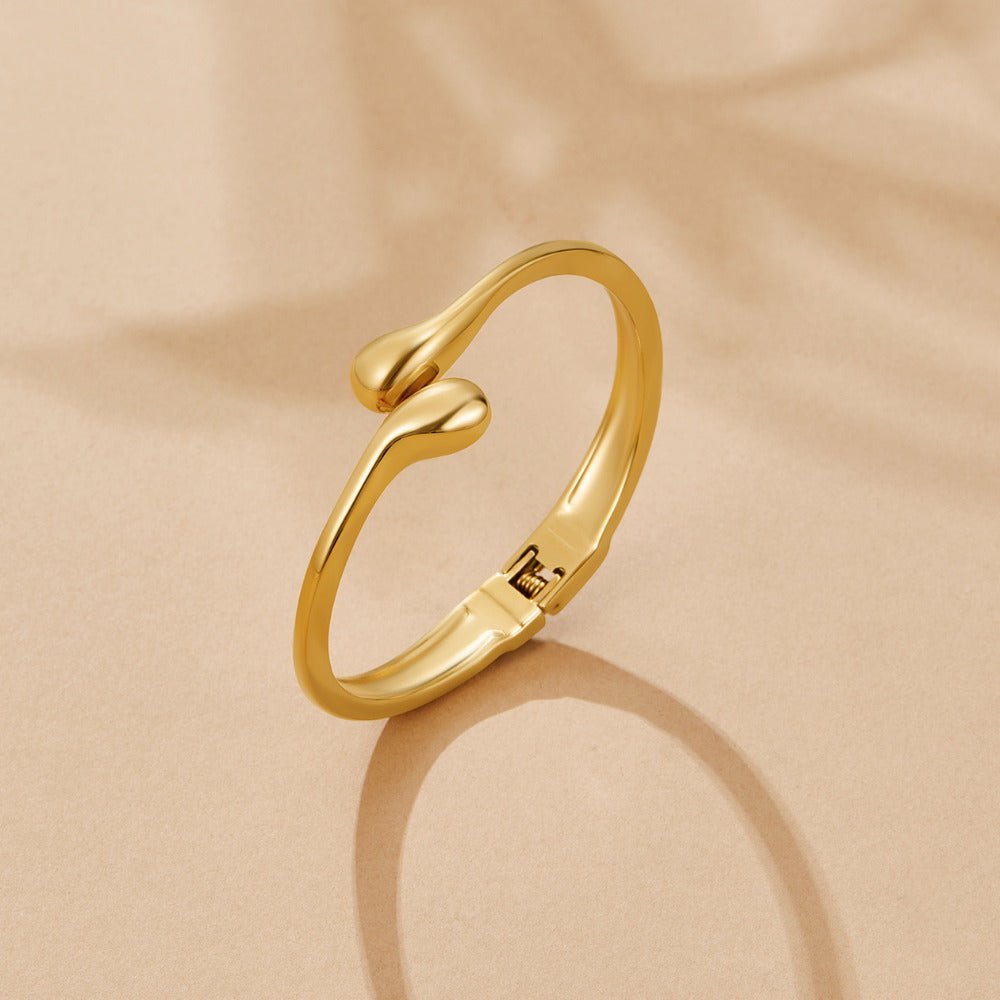 Soft Teardrop Pear-Shaped Gold-Tone Bangle