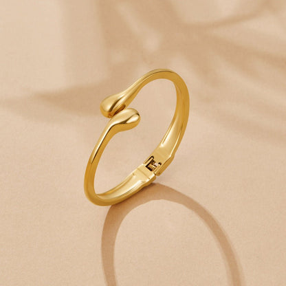 Soft Teardrop Pear-Shaped Gold-Tone Bangle