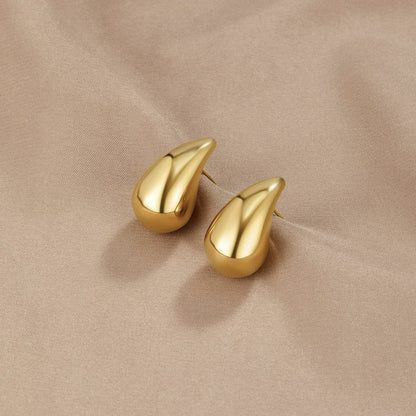 Amara Smooth Teardrop Earrings in Gold-Tone